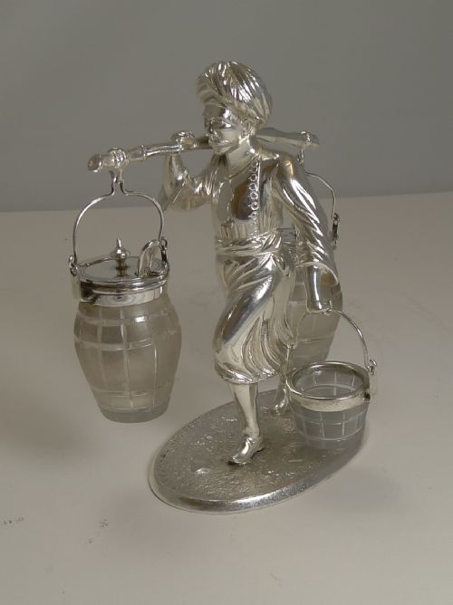 fig 2. Superb Antique English Figural Table Cruet - Asian Man - Registered 1871