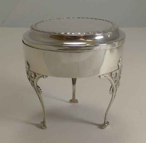 Elegant Tall English Sterling Silver Jewellery Box - 1907