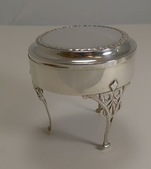 fig 1. Elegant Tall English Sterling Silver Jewellery Box - 1907