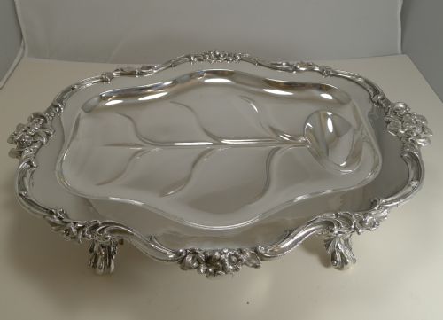 Magnificent Georgian Warming Meat Serving Dish in Silver Plate C.1820