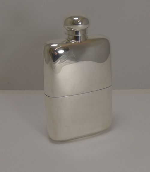 Handsome Antique English Sterling Silver Hip / Liquor Flask - London 1901
