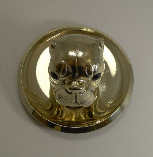 GRAND ENGLISH BULLDOG NOVELTY INKWELL WITH GLASS EYES C1880 - ADDITIONAL PHOTO 3