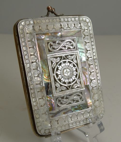 Exceptional Antique English Mother of Pearl Card Case C.1860
