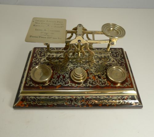 Large Antique English Boulle Postal / Letter Scales by Sampson Mordan & Co.