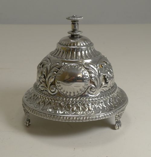 Antique English Sterling Silver Mechanical Table Bell - 1889