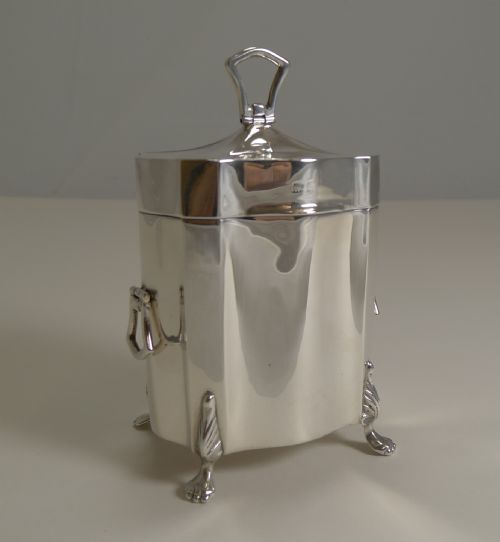Elegant Antique English Sterling Silver Tea Caddy - 1906