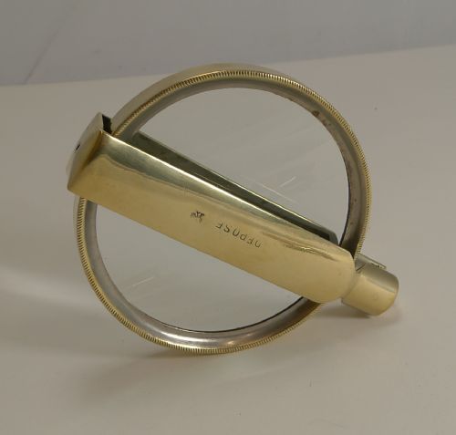 Large Antique French Folding Brass Magnifying Glass C.1900