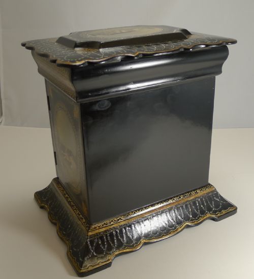 MAGNIFICENT ENGLISH PAPIER MACHE JEWELLERY CABINET BOX C1860 DOGS - ADDITIONAL PHOTO 7