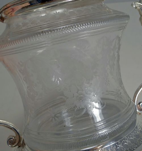 fig 2. Fine Quality Antique English Engraved Biscuit Box - Floral Garlands c.1890