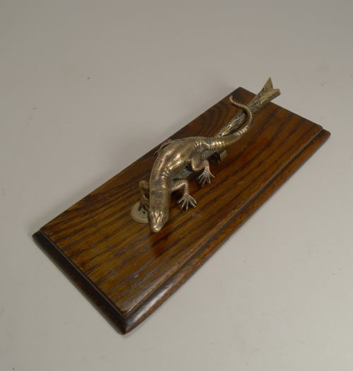 Antique English Novelty Letter Clip C.1890 - Lizard