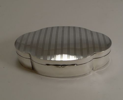 Solid Antique English Shaped Sterling Silver Box - 1918