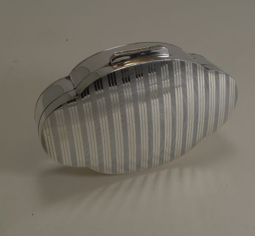 fig 1. Solid Antique English Shaped Sterling Silver Box - 1918