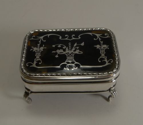 Fine Antique Silver and Tortoiseshell Jewellery Box by William Comyns