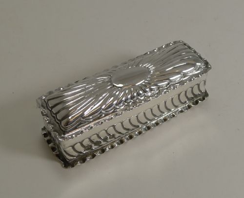 Antique English Sterling Silver Ring Box for Three Rings - 1898