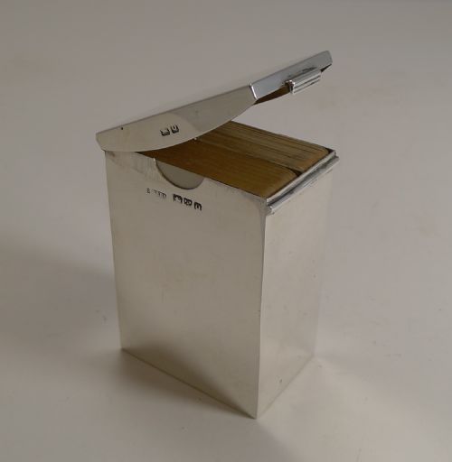 fig 1. English Victorian Sterling Silver Playing Card Box With Complete Original Cards - 1899