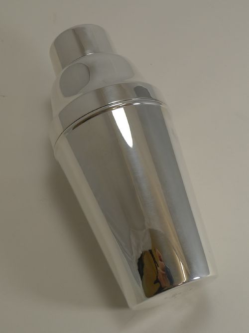 Art Deco English Silver Plate Cocktail Shaker with Ice Breaker C.1930