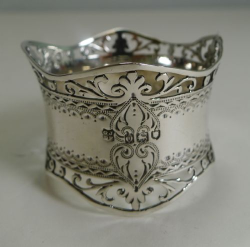 Stunning Antique English Sterling Silver Napkin Ring - 1909