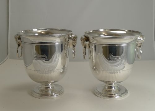 Fine Pair English Sheffield Plate Wine / Champagne Coolers / Ice Buckets C.1840