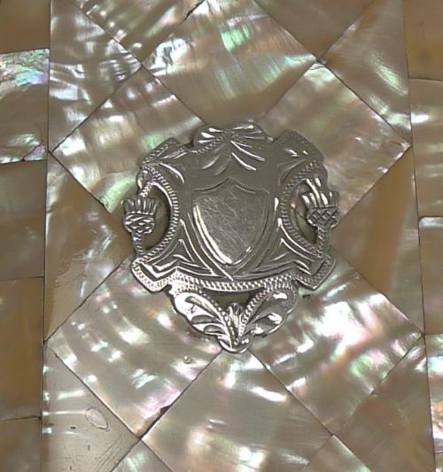fig 1. Antique English Silver Mounted Mother of Pearl Card Case c.1860