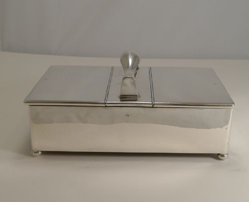 Antique English Sterling Silver Cigar Box / Humidor - 1905