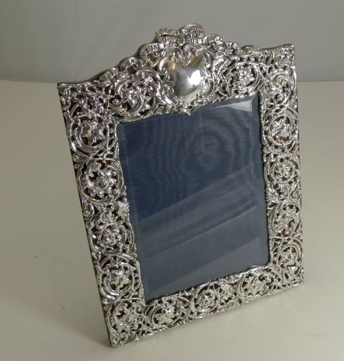Large Antique English Sterling Silver Photograph Frame by Henry Matthews