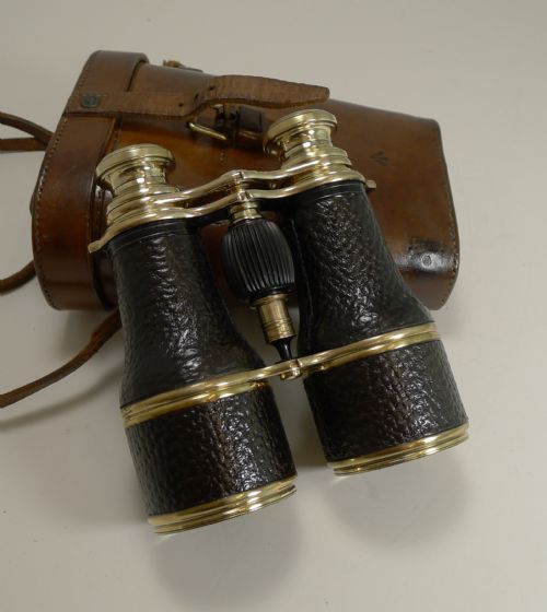 Pair Ww1 Binoculars and Case - British Officer's Issue - 1917 - Signed Colmont, Paris