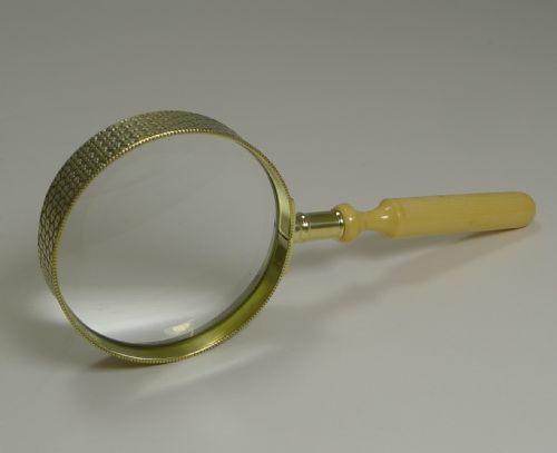 Antique, English Brass and Ivory Magnifying Glass C.1890