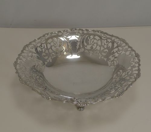 English Sterling Silver Fruit Basket / Dish by Mappin and Webb - 1929