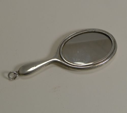 fig 1. Antique English Sterling Silver Miniature Hand Mirror - 1913