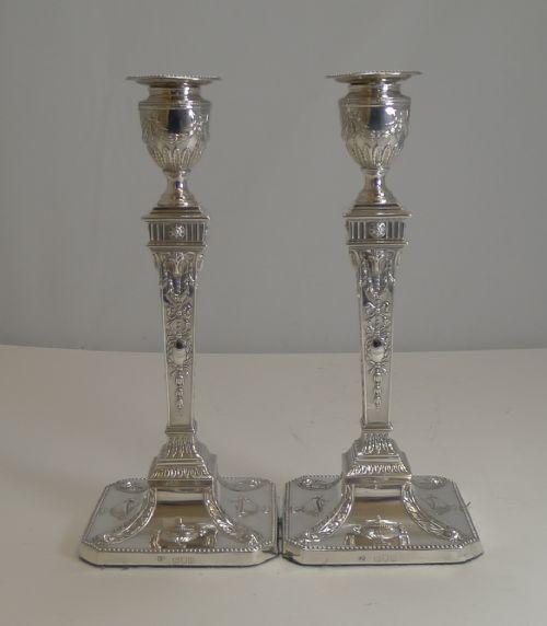 Antique English Sterling Silver Candlesticks - Adams Style - Rams Heads - 1898
