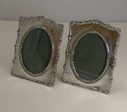 Pair Antique English Sterling Silver Photograph Frames by Henry Matthews