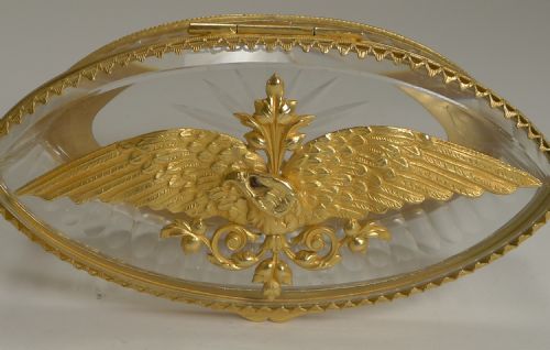 FRENCH CUT CRYSTAL AND ORMOLU BOX GILDED EAGLE C1900 - ADDITIONAL PHOTO 3