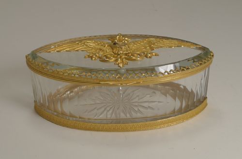 FRENCH CUT CRYSTAL AND ORMOLU BOX GILDED EAGLE C1900 - ADDITIONAL PHOTO 5