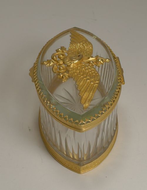 FRENCH CUT CRYSTAL AND ORMOLU BOX GILDED EAGLE C1900 - ADDITIONAL PHOTO 6