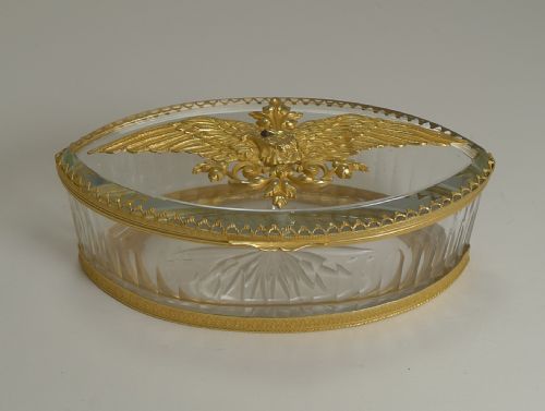FRENCH CUT CRYSTAL AND ORMOLU BOX GILDED EAGLE C1900 - ADDITIONAL PHOTO 10