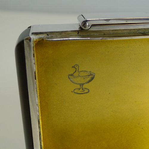 fig 2. Fabulous Vintage Austrian (Vienna) Sterling Silver and Tortoiseshell Hip Flask c.1930