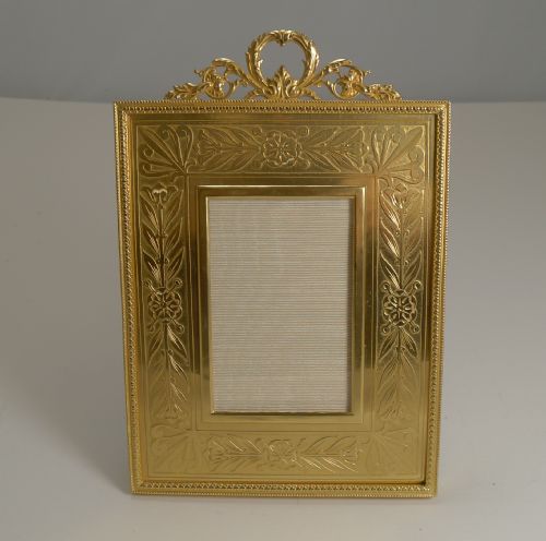Top Quality French Gilded Bronze Photograph Frame - Engraved Slip C.1900