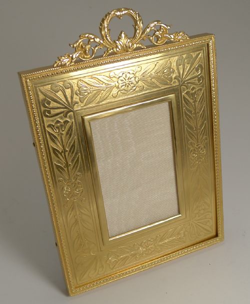 fig 1. Top Quality French Gilded Bronze Photograph Frame - Engraved Slip c.1900
