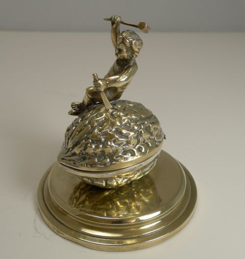 fig 1. Antique English Novelty Inkwell - Sledgehammer to crack a nut c.1890
