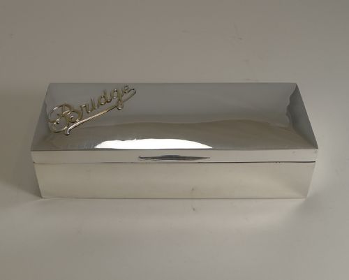Antique English Sterling Silver Playing Card / "Bridge" Box - 1912