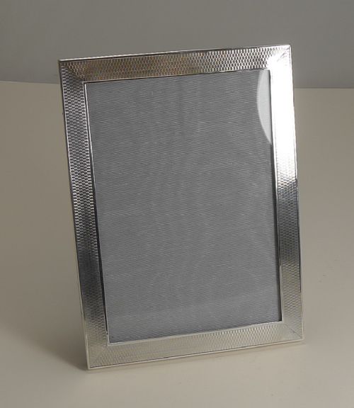 Smart Vintage English Sterling Silver Engine Turned Photograph Frame - 1925