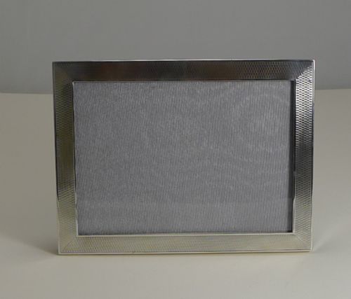 fig 1. Smart Vintage English Sterling Silver Engine Turned Photograph Frame - 1925