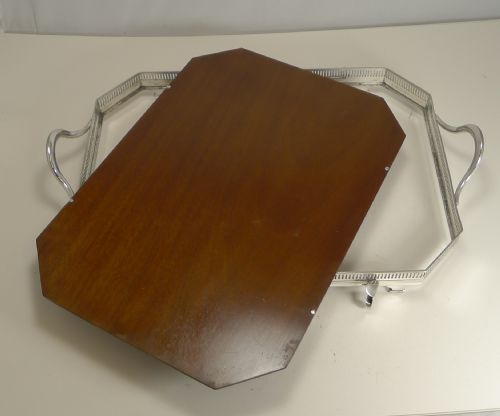 English John Grinsell Convertible Mahogany / Glass Serving Tray C.1900
