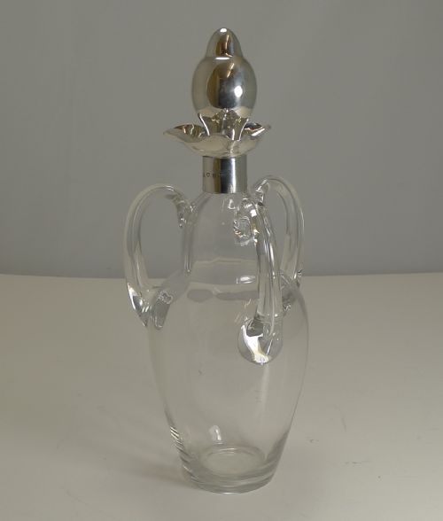 Unusual Antique English Three-handled Decanter - Sterling Silver - 1898
