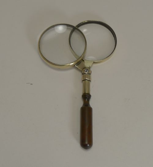 Unusual Antique English Double Lens Magnifying Glass C.1890