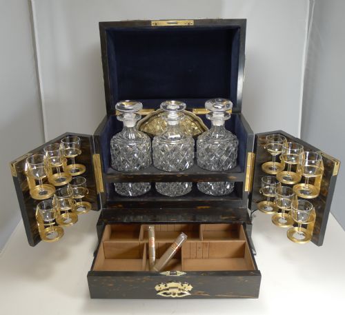 FINE ANTIQUE ENGLISH COROMANDEL DECANTER DRINKS BOX C1880 - ADDITIONAL PHOTO 6