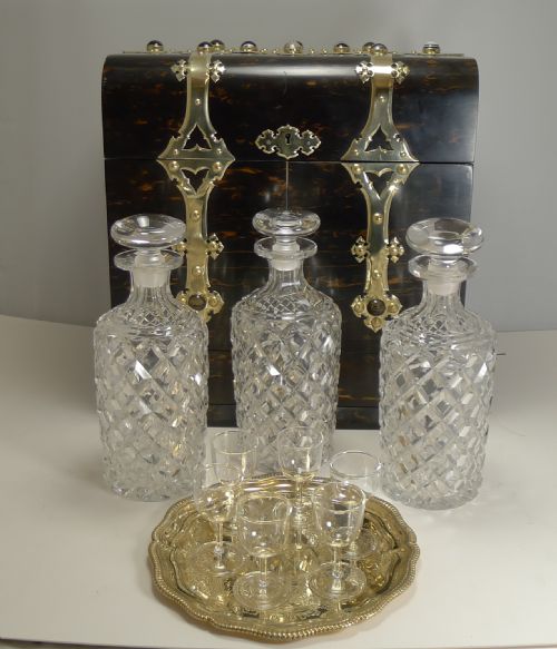 FINE ANTIQUE ENGLISH COROMANDEL DECANTER DRINKS BOX C1880 - ADDITIONAL PHOTO 12