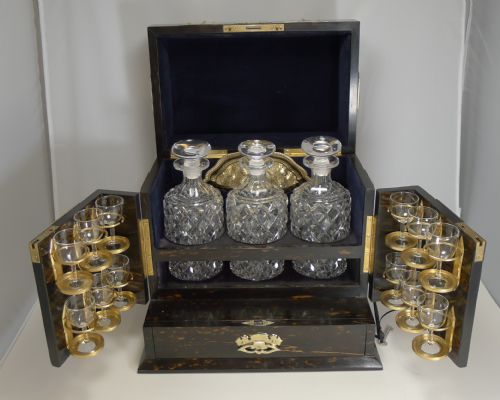 FINE ANTIQUE ENGLISH COROMANDEL DECANTER DRINKS BOX C1880 - ADDITIONAL PHOTO 13