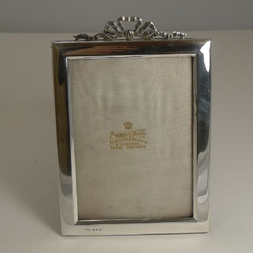 Antique English Sterling Silver Photograph Frame - Ribbon and Bow - 1905