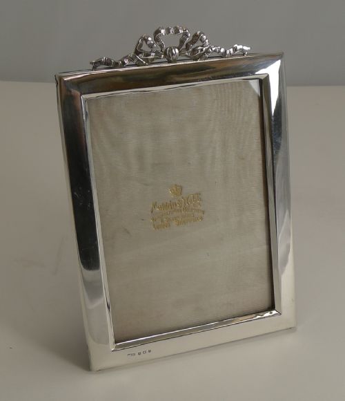 fig 1. Antique English Sterling Silver Photograph Frame - Ribbon and Bow - 1905